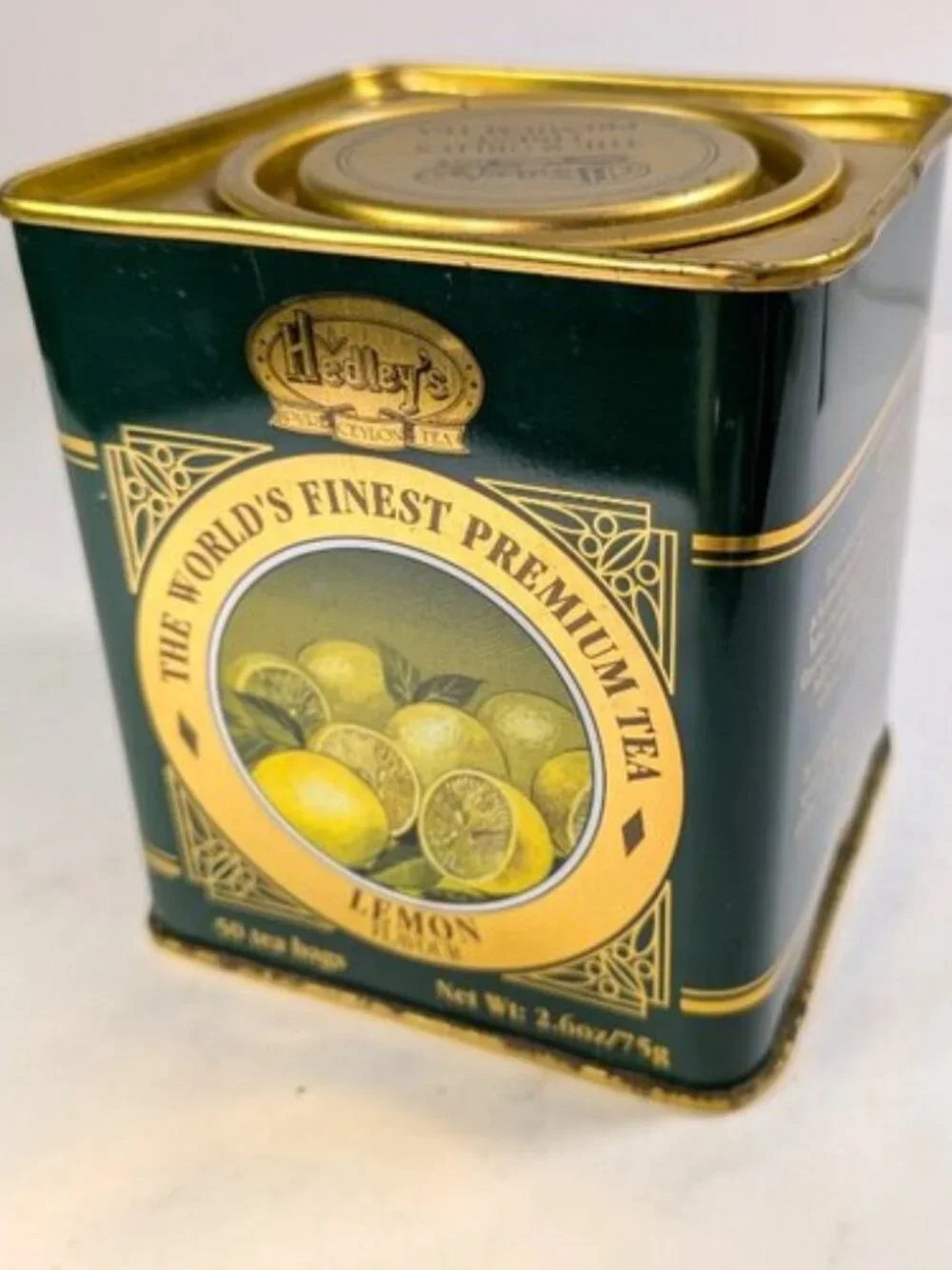 Vintage British Tea Metal Tins Collection 2pc Green & Gold Farmhouse Kitchen